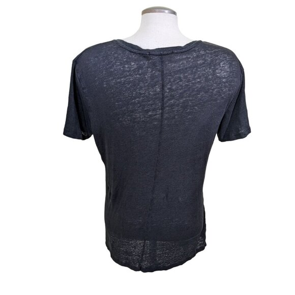 Lavon Linen Top T Shirt Women Plus 2X Black Short Sleeve Light Breathable Staple - Picture 4 of 7